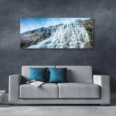 Acrylic Print Watterfall nature blue grey