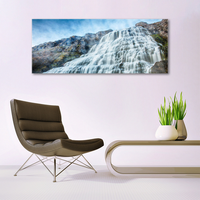 Acrylic Print Watterfall nature blue grey