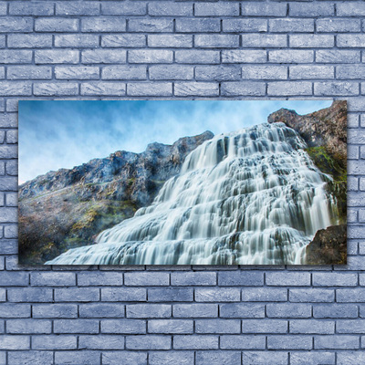 Acrylic Print Watterfall nature blue grey