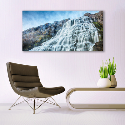 Acrylic Print Watterfall nature blue grey