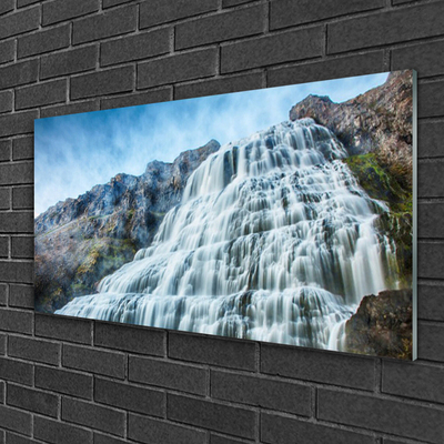 Acrylic Print Watterfall nature blue grey