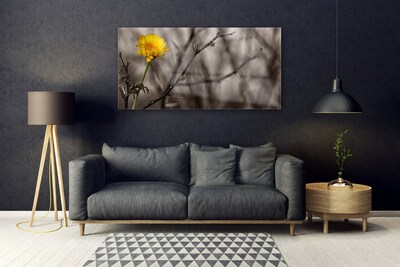 Acrylic Print Branch flower floral grey yellow