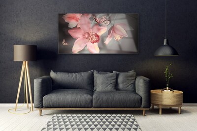 Acrylic Print Flowers floral pink grey