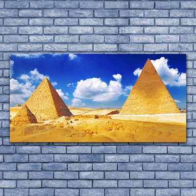 Acrylic Print Desert pyramids landscape yellow blue