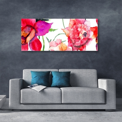 Acrylic Print Flowers art red pink green