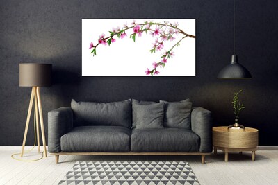 Acrylic Print Branch flowers nature pink purple green brown