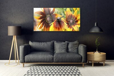 Acrylic Print Flowers floral brown yellow