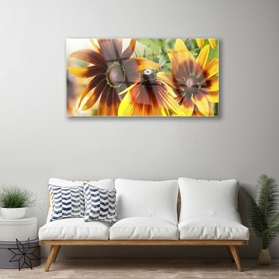 Acrylic Print Flowers floral brown yellow