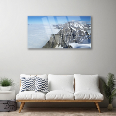 Acrylic Print Mountain fog landscape grey white