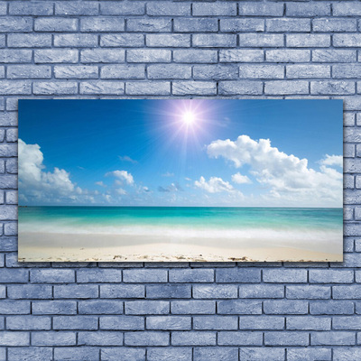 Acrylic Print Sea beach sun landscape white blue