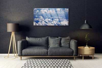 Acrylic Print Mountain clouds landscape white blue grey