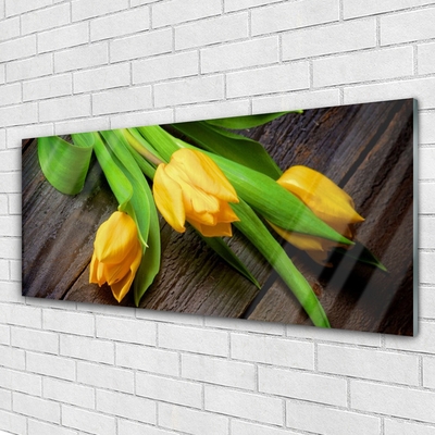 Acrylic Print Tulips floral yellow green