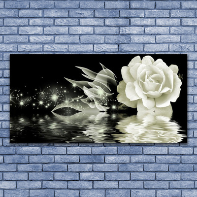 Acrylic Print Rose floral white black