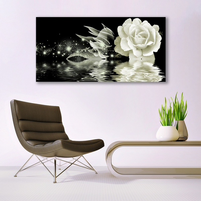 Acrylic Print Rose floral white black