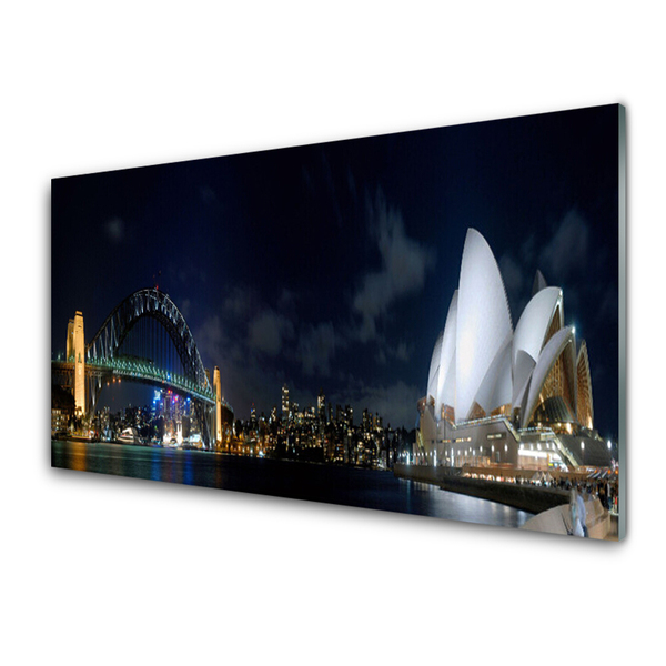 Acrylic Print Sydney bridge city architecture white blue black