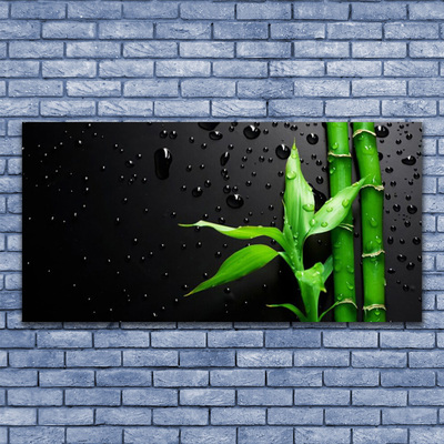 Acrylic Print Bamboo leaves floral green black