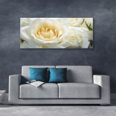 Acrylic Print Roses floral white green