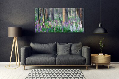 Acrylic Print Forest flowers nature purple green brown