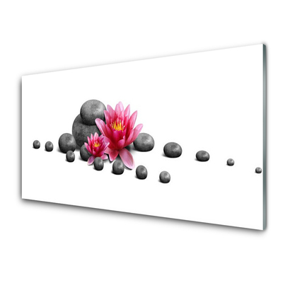 Acrylic Print Flower stones art red grey white
