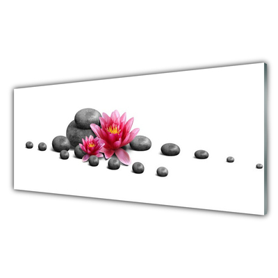 Acrylic Print Flower stones art red grey white