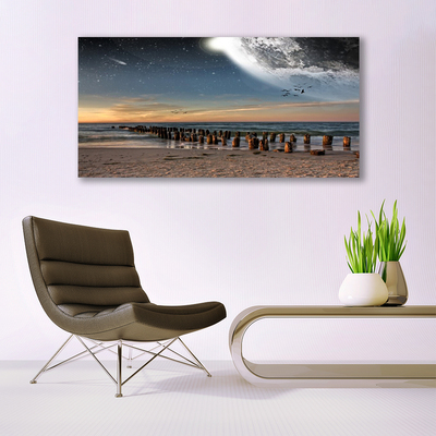 Acrylic Print Ocean beach landscape brown black blue