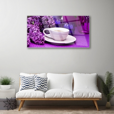 Acrylic Print Cup flowers floral white pink purple