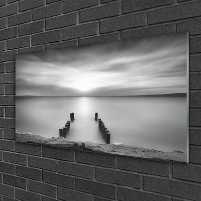 Acrylic Print Sea landscape grey
