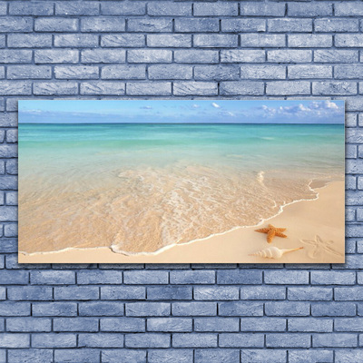 Acrylic Print Sea beach starfish landscape blue brown