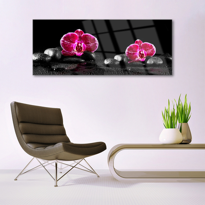 Acrylic Print Flower stones floral black red