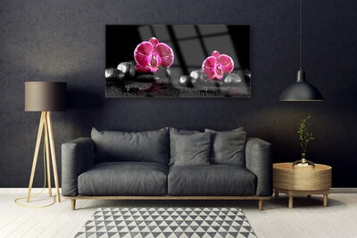 Acrylic Print Flower stones floral black red