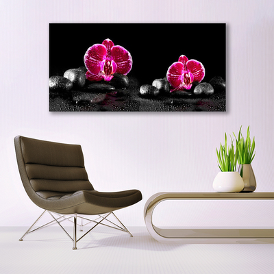 Acrylic Print Flower stones floral black red