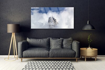 Acrylic Print Mountain clouds landscape white grey blue