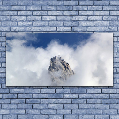 Acrylic Print Mountain clouds landscape white grey blue