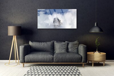 Acrylic Print Mountain clouds landscape white grey blue