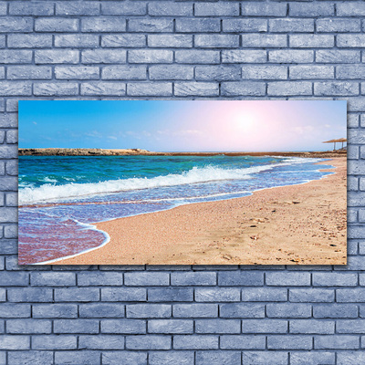 Acrylic Print Ocean beach landscape blue brown