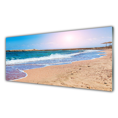 Acrylic Print Ocean beach landscape blue brown