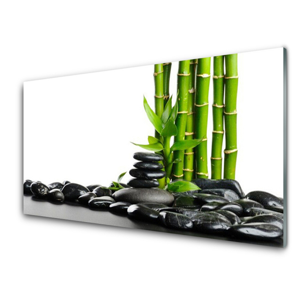 Acrylic Print Bamboo stones art green black