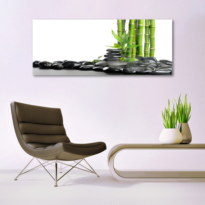 Acrylic Print Bamboo stones art green black