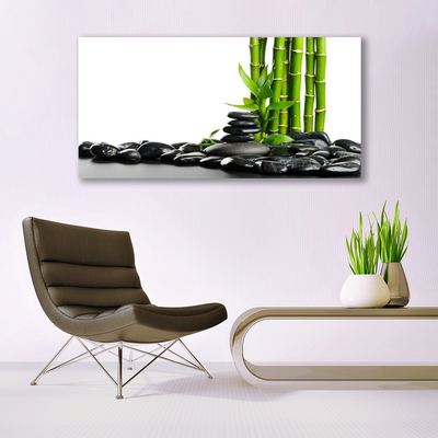 Acrylic Print Bamboo stones art green black