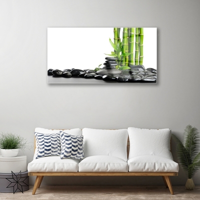 Acrylic Print Bamboo stones art green black