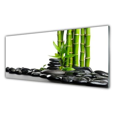 Acrylic Print Bamboo stones art green black