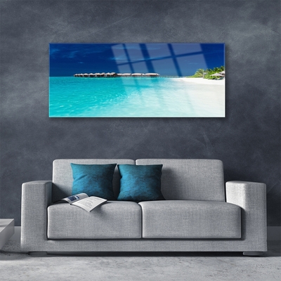 Acrylic Print Sea beach landscape blue white