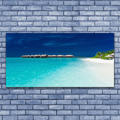 Acrylic Print Sea beach landscape blue white