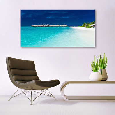 Acrylic Print Sea beach landscape blue white