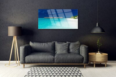 Acrylic Print Sea beach landscape blue white