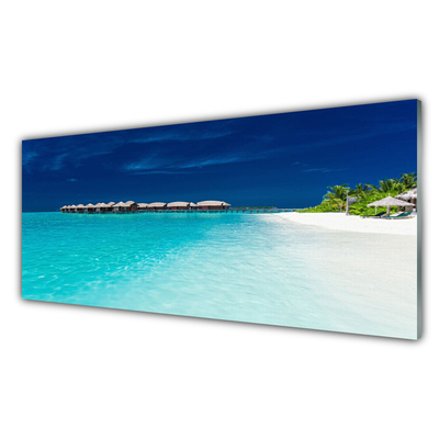 Acrylic Print Sea beach landscape blue white