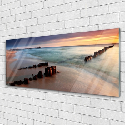 Acrylic Print Ocean beach landscape brown blue