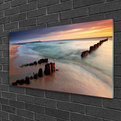 Acrylic Print Ocean beach landscape brown blue