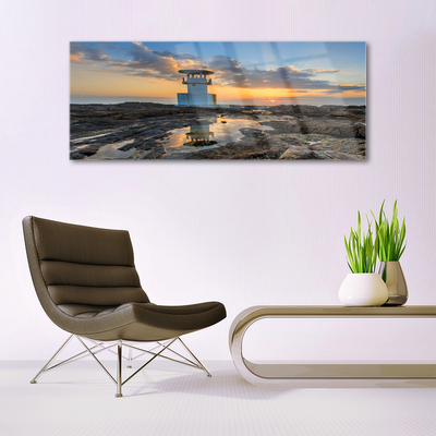 Acrylic Print Lighthouse landscape white grey