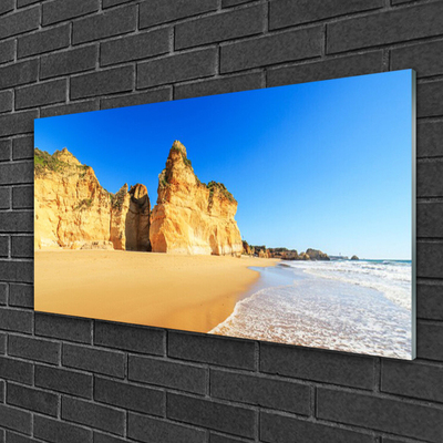 Acrylic Print Ocean beach landscape yellow blue